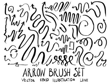 Ok fırça illüstrasyon elle çizilmiş kroki çizgi vektör ep kümesi