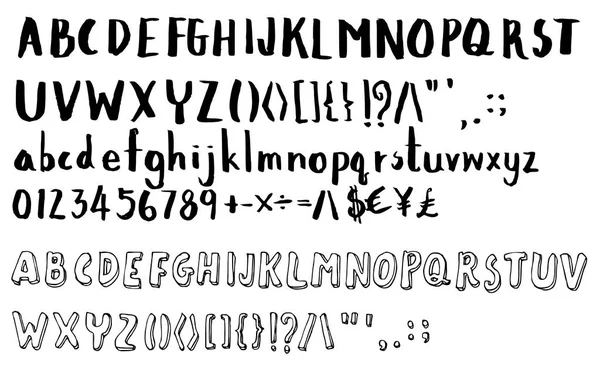Set di illustrazione pennello font Disegnato a mano Sketch line vector eps — Vettoriale Stock