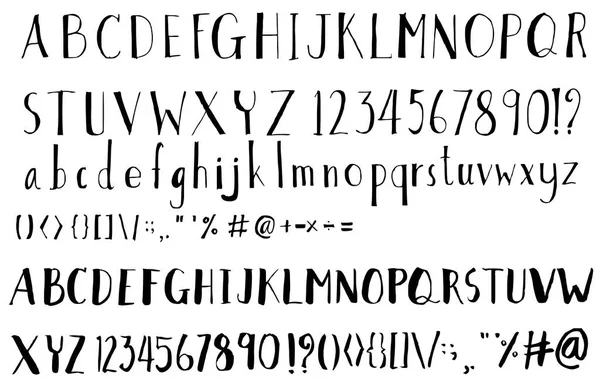 Set di illustrazione pennello font Disegnato a mano Sketch line vector eps — Vettoriale Stock