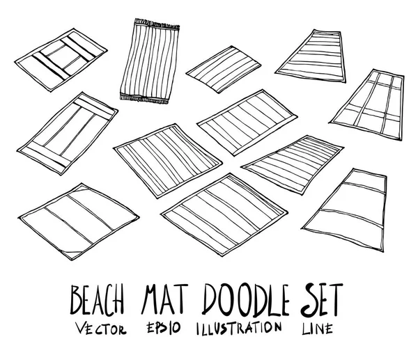 Set strand Mat illustratie Hand getrokken doodle schets lijn vect — Stockvector