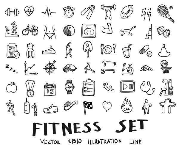 Desenho de rabiscos ícones de fitness Ilustração eps10 —  Vetores de Stock