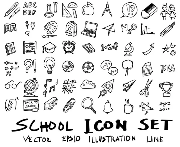 自由手描きの学校用品。学校に戻る。ベクトルイラスト — ストックベクタ