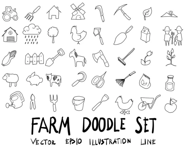 Doodle sketch boerderij iconen Illustratie eps10 — Stockvector