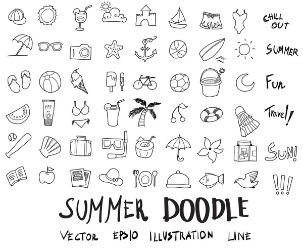 Doodle sketch summer icons Illustration eps10 — Stock Vector