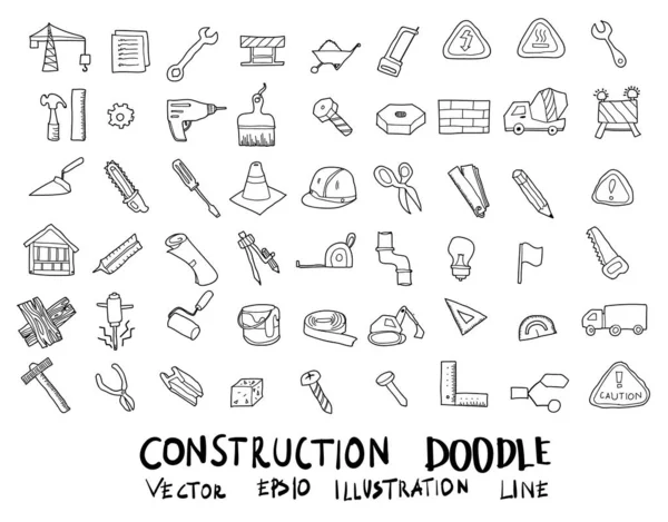 Doodle-Skizze Bau-Werkzeug Symbole Abbildung eps10 — Stockvektor