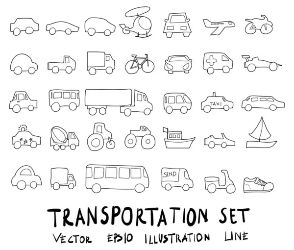 Desenho de doodle ícones de transporte de carro Ilustração eps10 —  Vetores de Stock