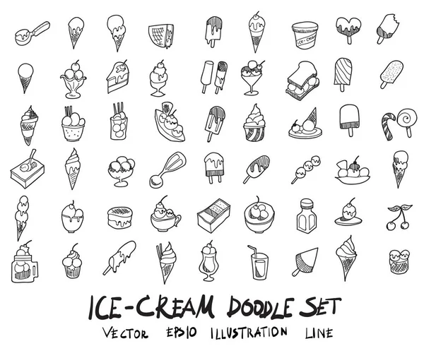Doodle sketch ice cream icons Illustration vector eps10 — 스톡 벡터