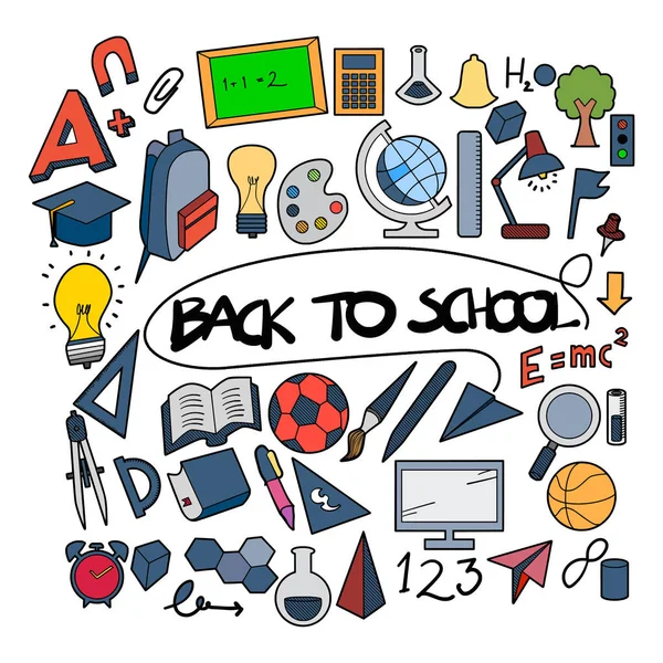 Okula Dönüş karalama vektörü kümesi. Yaratıcı renk sanatı dr.