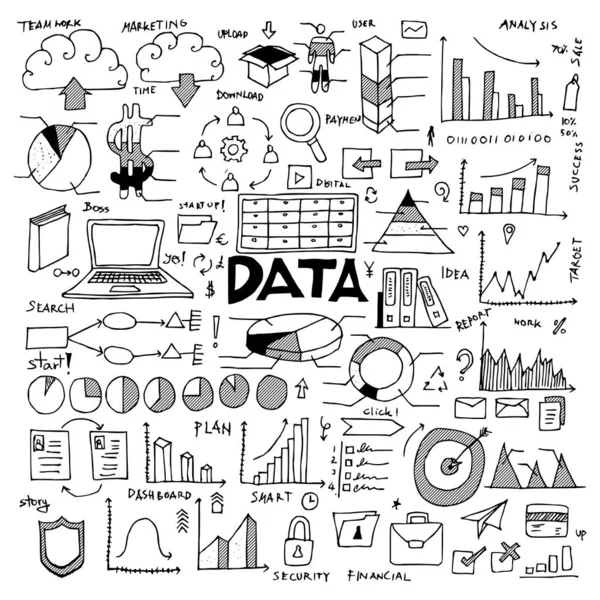 Veri Doodle Simgesi vektörü eps10 'u ayarladı