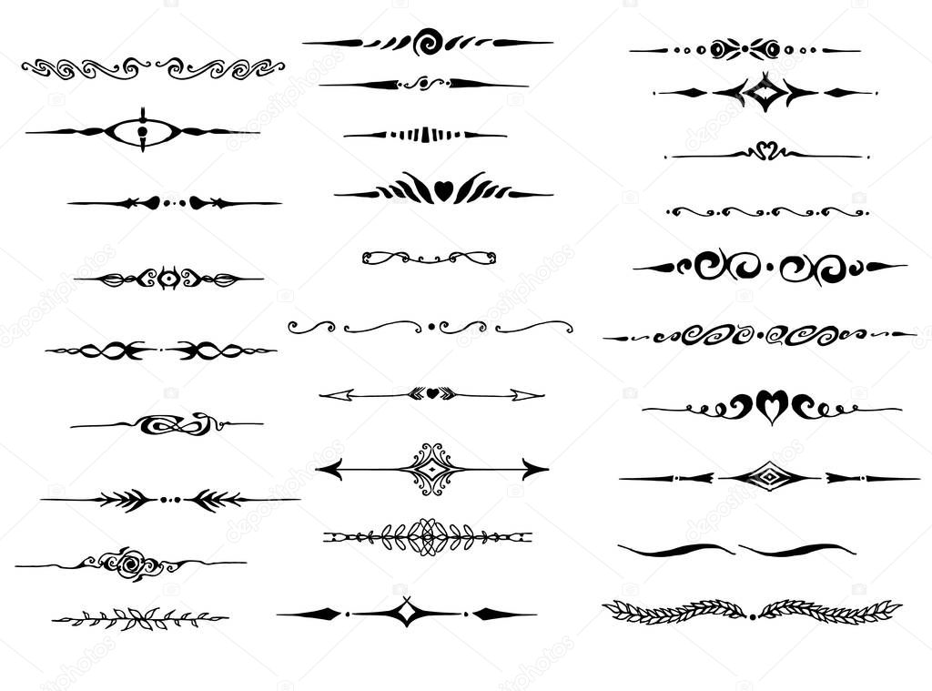 Set of Doodle dividers Hand drawn Sketch line vector illustratio