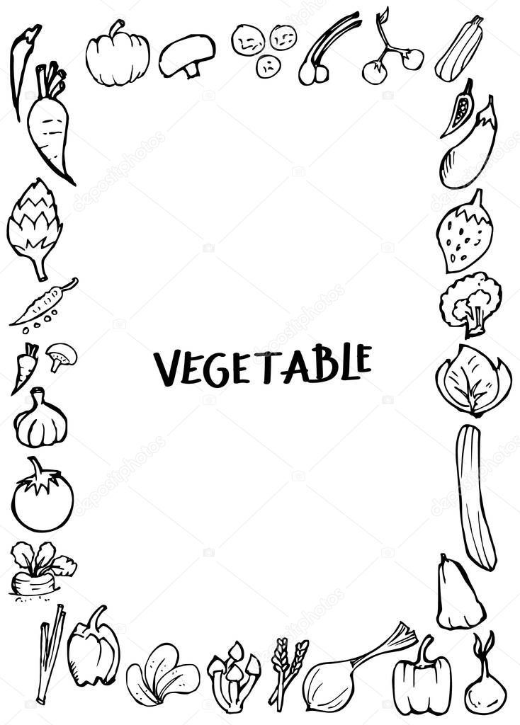 Set of Doodle vegetable Hand drawn Sketch line vector illustrati