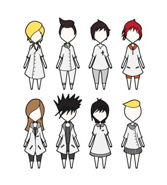 Doktor Karakterler vektör çizgi film tasarımı mobil oyun elbisesi Beyaz Arkaplan Resimleri