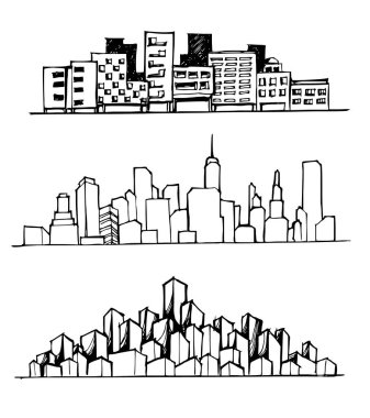 Şehir manzarası çizim çizim çizimi El çizim çizimi çizim çizimi vektörü
