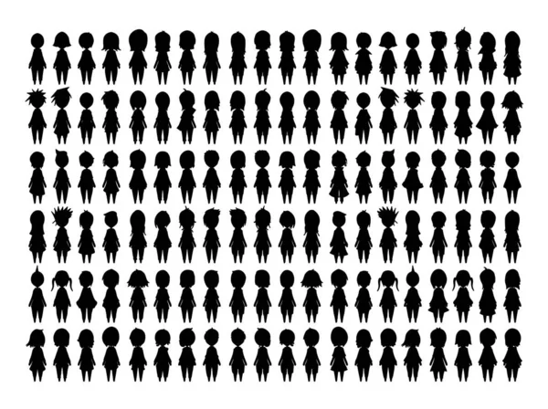 Σχέδιο Διανυσματική Απεικόνιση Άνθρωποι Σύνολο Σιλουέτα — Διανυσματικό Αρχείο