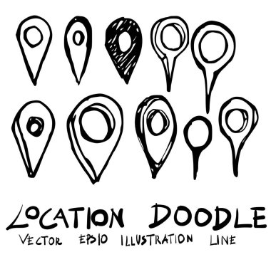 Set of location doodle illustration Hand drawn Sketch line vector vector