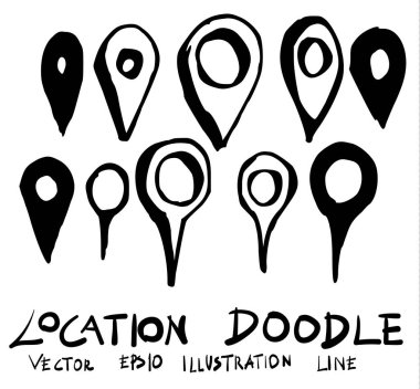 Set of location doodle illustration Hand drawn Sketch line vector vector