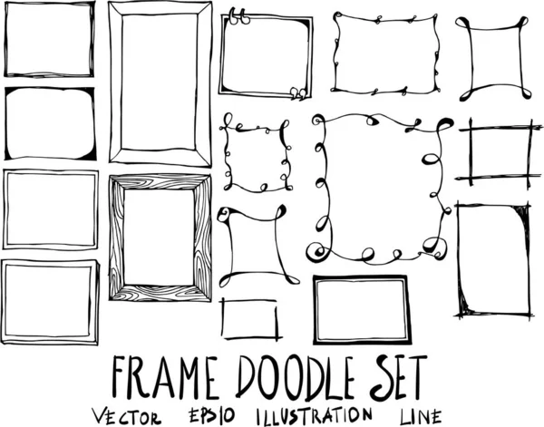 Set Van Frame Doodle Illustratie Handgetekend Schetslijn Vector — Stockvector
