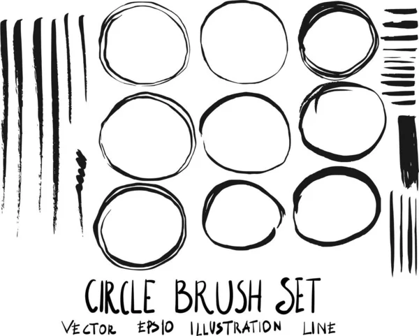 Jeu Cercle Brosse Doodle Illustration Dessiné Main Croquis Vecteur Ligne — Image vectorielle