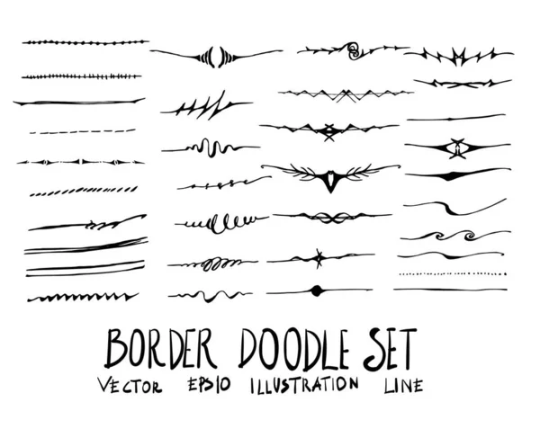 Set Van Rand Doodle Illustratie Handgetekende Sketch Lijn Vector — Stockvector