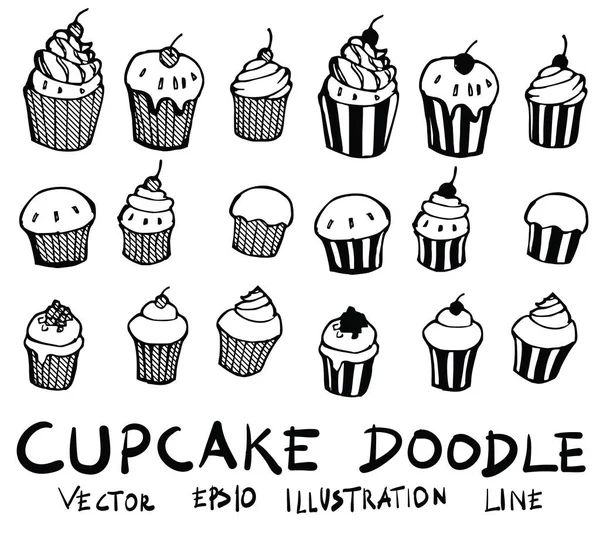 El yapımı kek izole edilmiş. Vektör çizimi siyah ve beyaz arkaplan çizim simgesi karalama