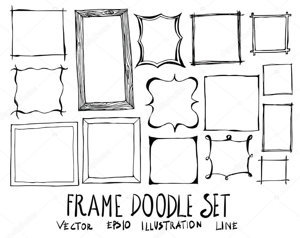 Hand drawn frame isolated. Vector sketch black and white background illustration icon doodle