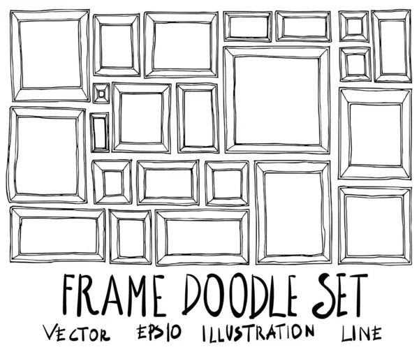 Set Van Frame Illustratie Handgetekende Doodle Schets Lijn Vector — Stockvector