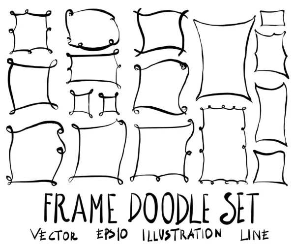 Set Van Frame Illustratie Handgetekende Doodle Schets Lijn Vector — Stockvector