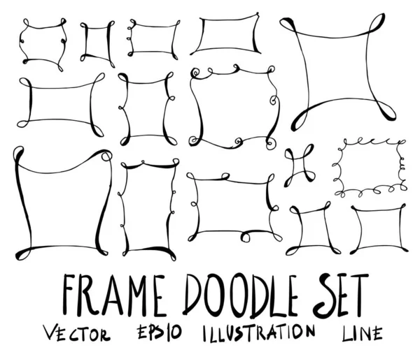 Set Illustrazione Cornice Disegnato Mano Doodle Sketch Line Vector — Vettoriale Stock