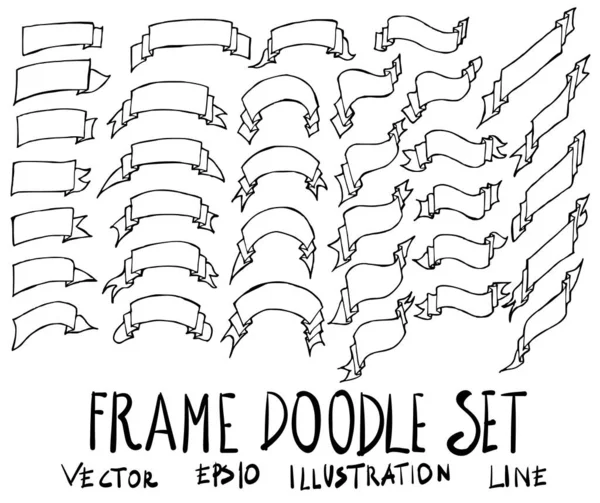 Jeu Ruban Illustration Bannière Dessiné Main Croquis Vecteur Ligne — Image vectorielle