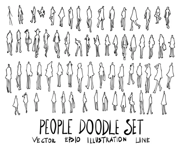 Soubor Ilustrace Osob Ručně Kreslený Vektor Čar Kresby — Stockový vektor