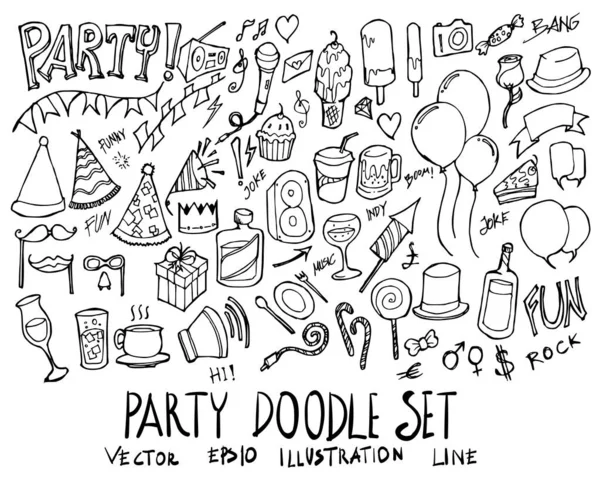 Parti illüstrasyon kümesi El çizim çizimi çizgi vektörü