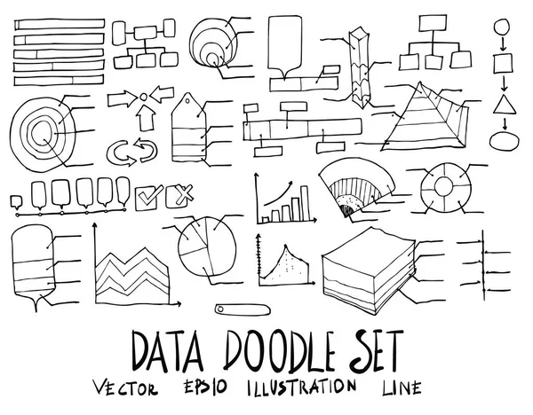 Set Illustrazione Dei Dati Dodle Disegnato Mano Sketch Line Vector — Vettoriale Stock