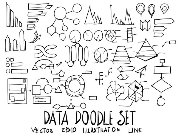 Set Data Illustration Hand Drawn Doodle Sketch Line Vector — Stock Vector