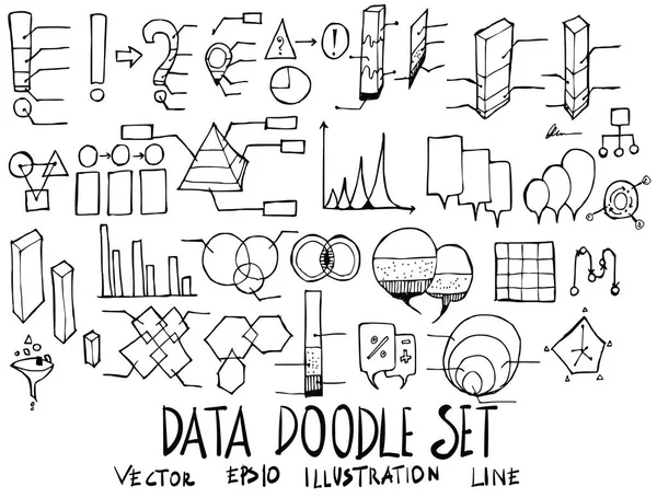 Ensemble Données Illustration Dessiné Main Croquis Vecteur Ligne — Image vectorielle