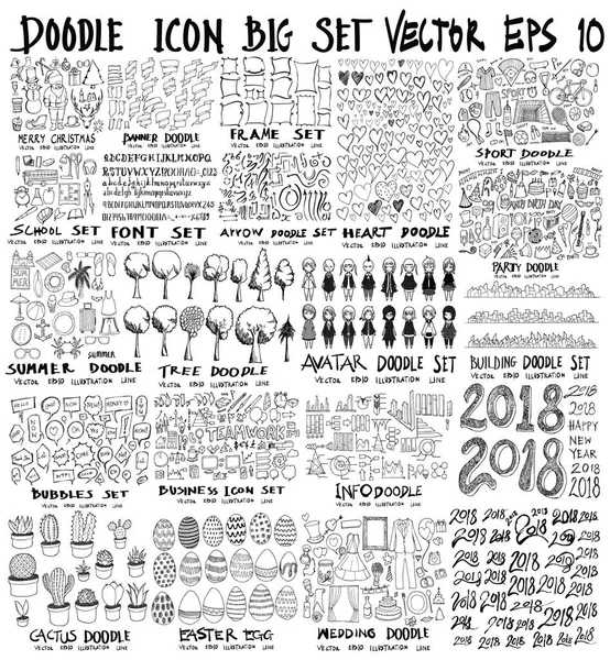 Mega karalama vektörleri kümesi. Süper noel, kurdele, çerçeve, kalp, okul, font, ok, yaz, ağaç, iş, spor, parti, bilgi, alışveriş, balon, şehir manzarası, avatar, kaktüs, Paskalya, düğün, mutlu yıllar 2018