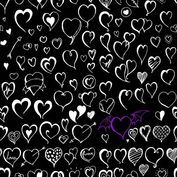 Coeur Doodle Fond Sans Couture Motif Sans Couture Illustration Dessin — Image vectorielle