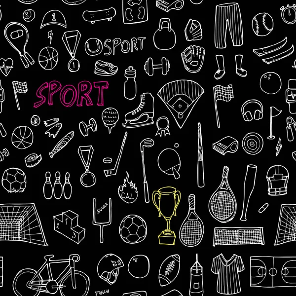 Esporte Doodle Sem Costura Padrão Fundo Sem Costura Desenho Ilustração —  Vetores de Stock