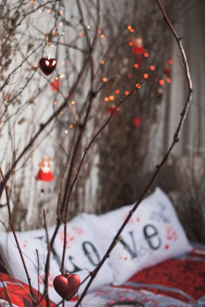 Almohadas de amor blancas — Foto de Stock