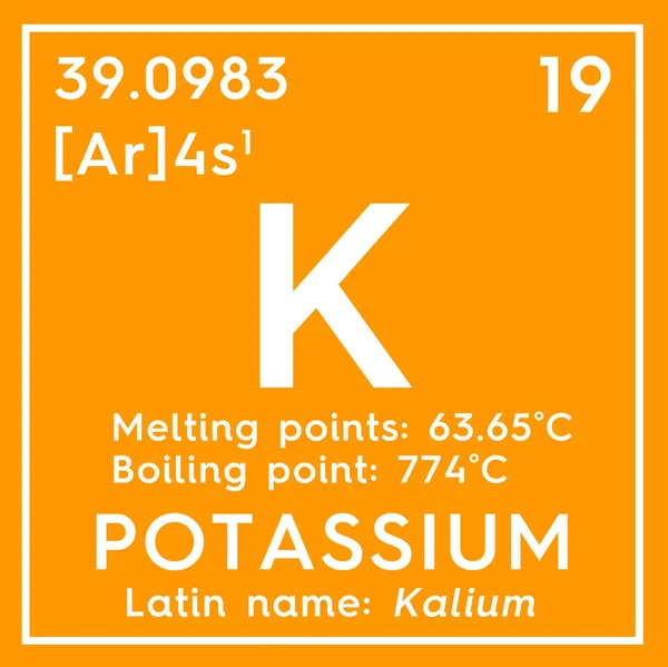 Kalium. Kalium. Alkalimetalen. Scheikundig Element van Mendeleev van periodieke tabel. — Stockfoto