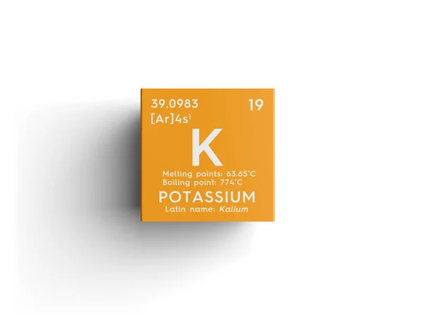 Potassium. Kalium. Métaux alcalins. Élément chimique du tableau périodique de Mendeleev . — Photo