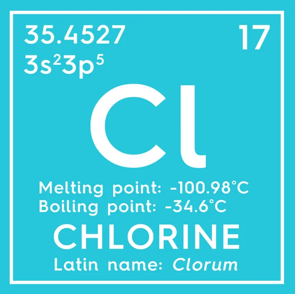 Chloor. Clorum. Halogenen. Scheikundig Element van Mendeleev van periodieke tabel. — Stockfoto