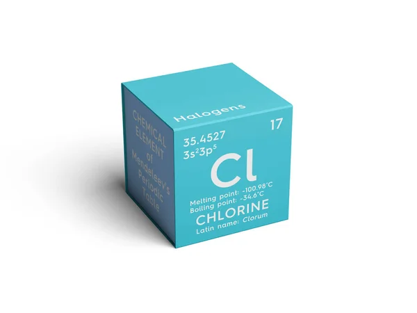 Il cloro. Clorum. Alogeni. Elemento chimico della tavola periodica di Mendeleev . — Foto Stock
