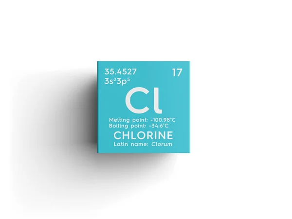 염소입니다. Clorum입니다. 할로겐입니다. 멘델레예프의 주기율표의 화학 원소. — 스톡 사진