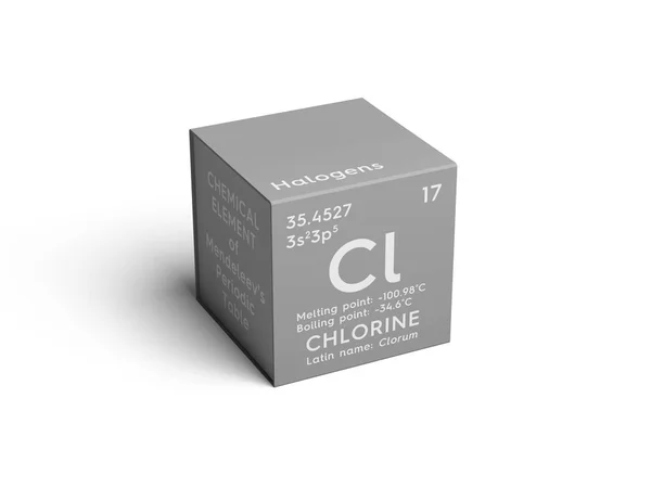 염소입니다. Clorum입니다. 할로겐입니다. 멘델레예프의 주기율표의 화학 원소. — 스톡 사진