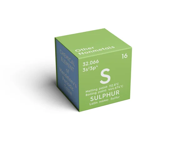 Sulphur. Sulfur. Other Nonmetals. Chemical Element of Mendeleev's Periodic Table. — Stock Photo, Image