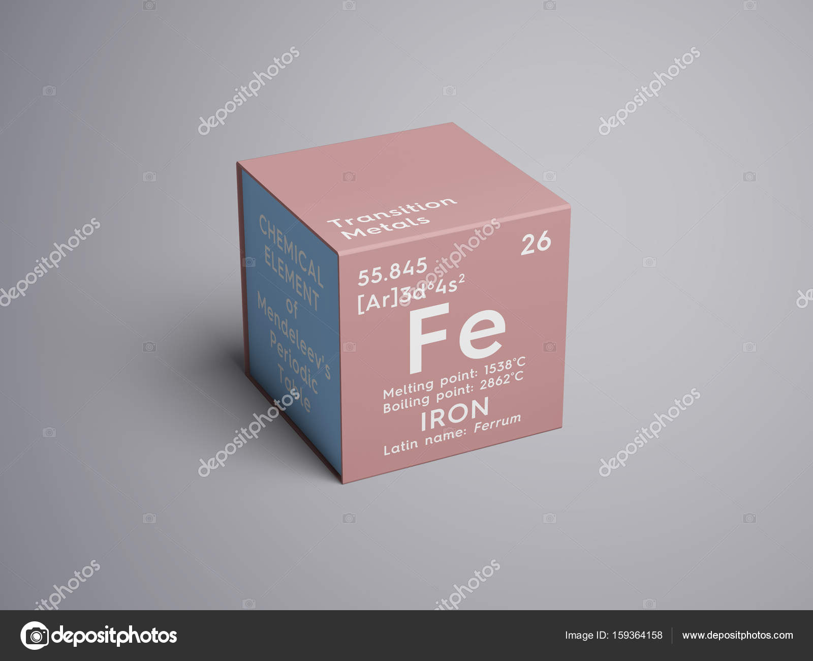 Iron. Ferrum. Transition metals. Chemical Element of Mendeleev's