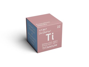 Titanyum. Geçiş metaller. Kimyasal Element Mendeleev'ın periyodik tablo.