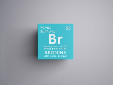 Bromine. Bromum. Halogens. Chemical Element of Mendeleev's Periodic Table. clipart