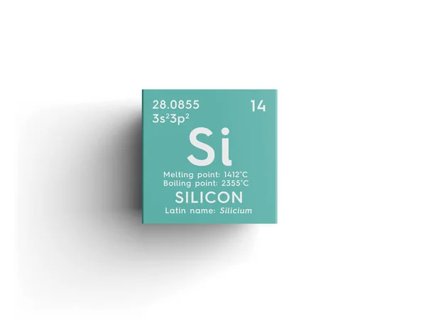 Silício. Silicio. Metaloides. Elemento químico da tabela periódica de Mendeleev . — Fotografia de Stock