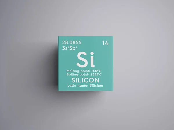 Silício. Silicio. Metaloides. Elemento químico da tabela periódica de Mendeleev . — Fotografia de Stock